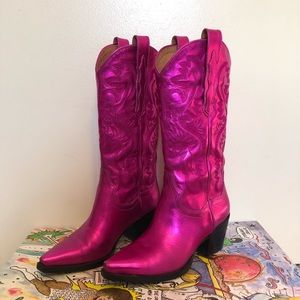 Jeffrey Campbell Dagget Boots Pink Metallic Size 6
